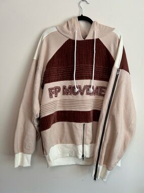 Free People Rare Find Embroidered Hooded Oversized Pullover size S/M